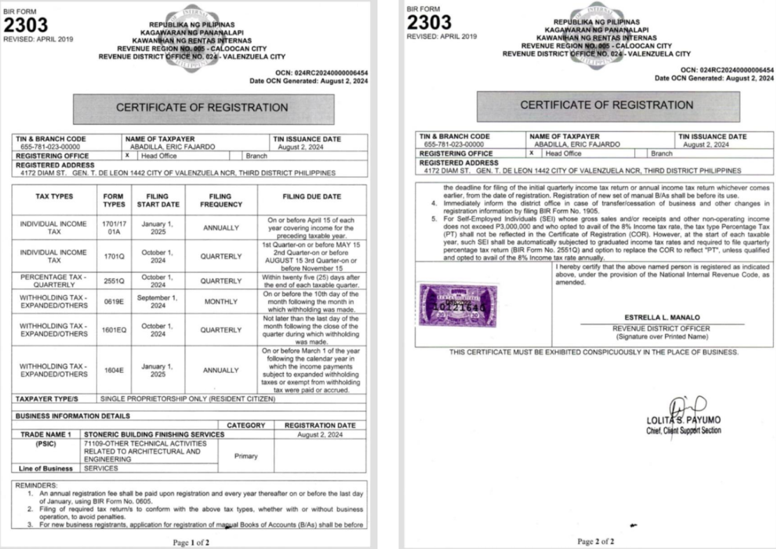 Company Certification